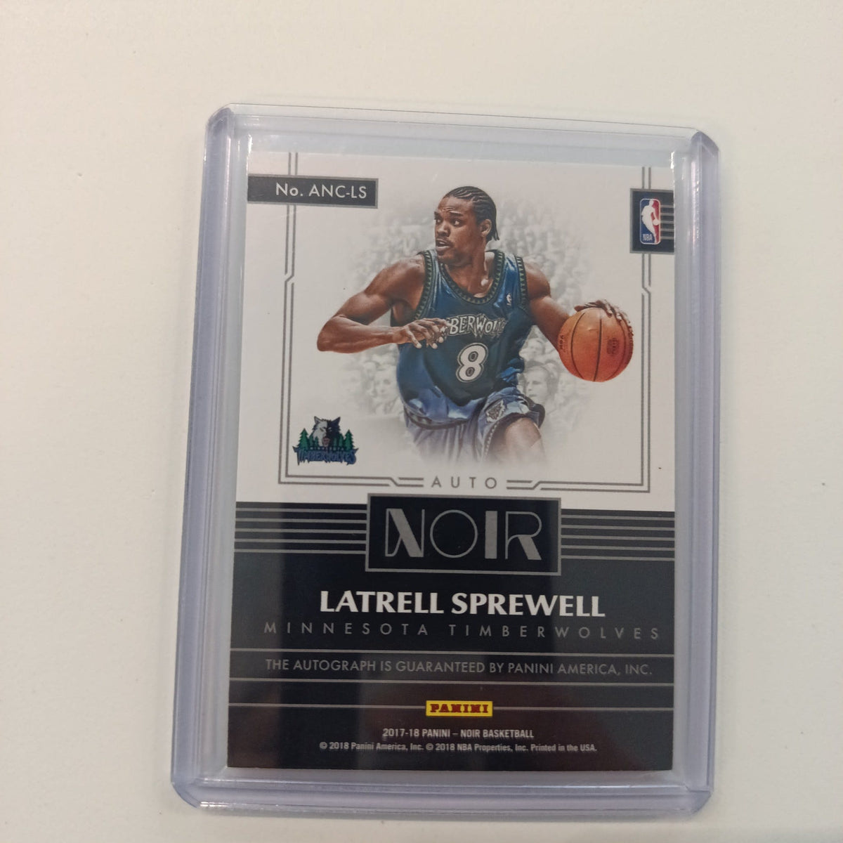 2017-18 Panini Noir Basketball Noir Auto Latrell Sprewell #ANC-LS - view 2