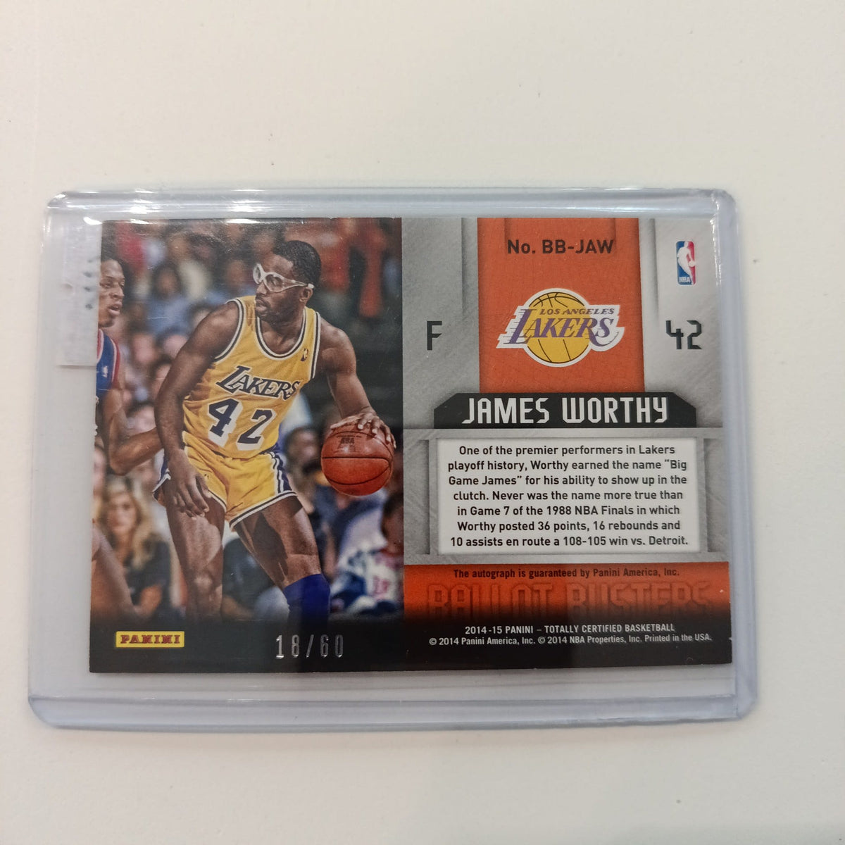 2014 Panini Totally Certified Ballot Busters James Worthy Red /60 #BB-JAW - view 2