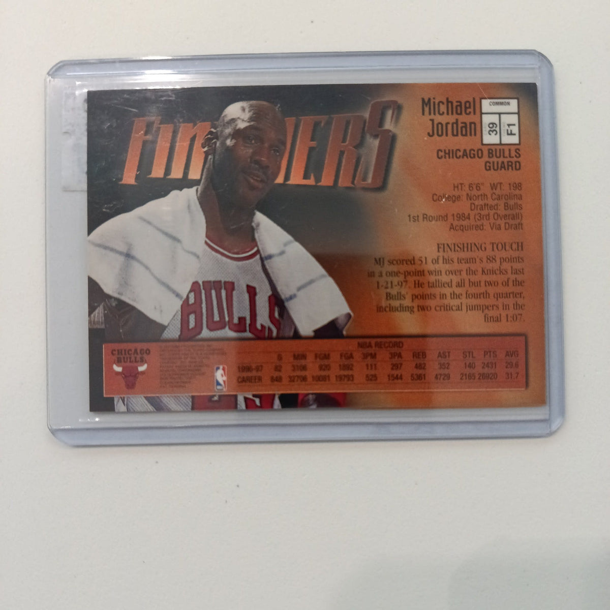 1997 Topps Finest Finishers Michael Jordan #39 - view 2