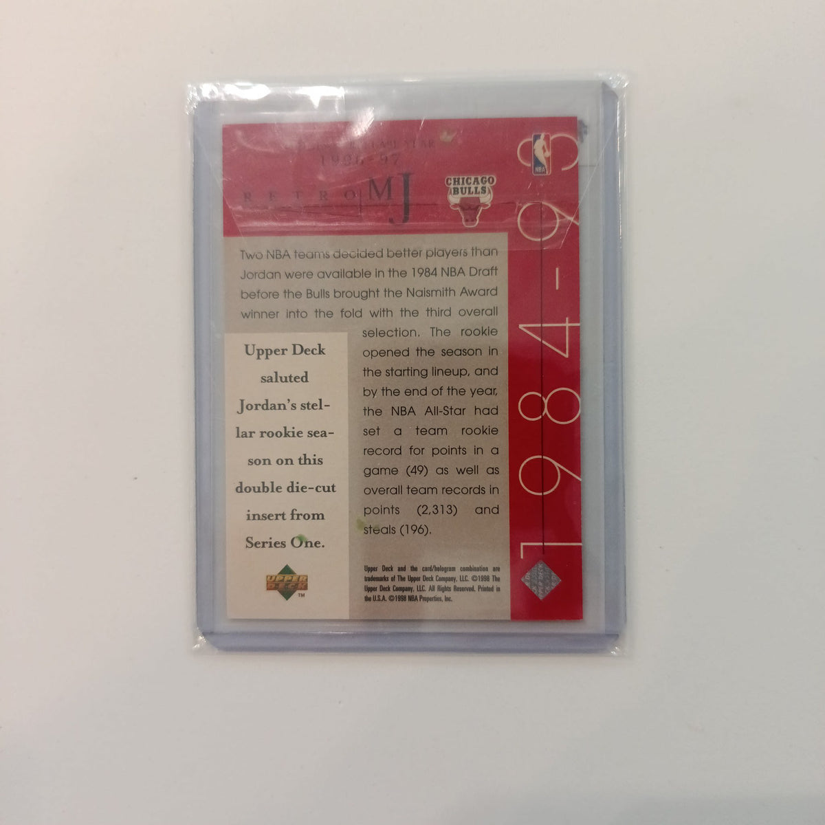 1998 Upper Deck Retro MJ Commemorative Collection Rookie of the Year Michael Jordan - view 2