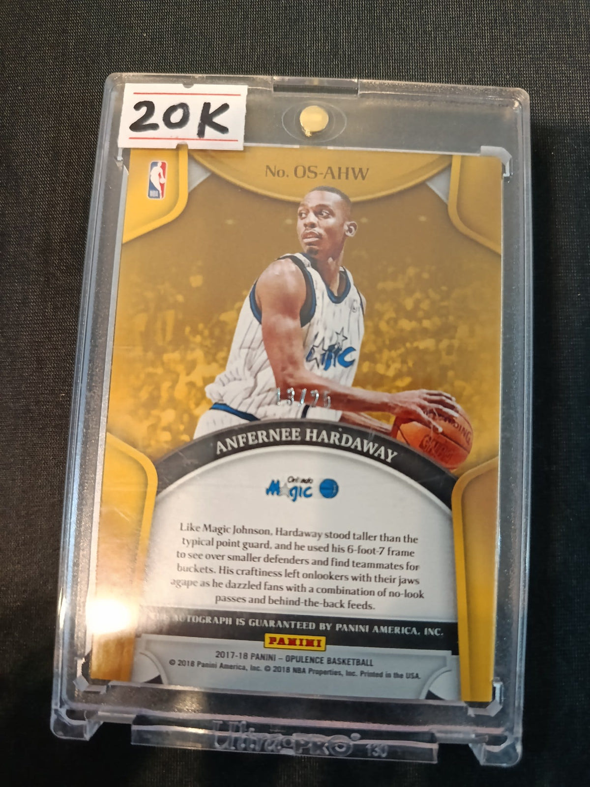 2017-18 Panini Opulence Opulent Scripts Anfernee Hardaway Gold #OS-AHW - view 2