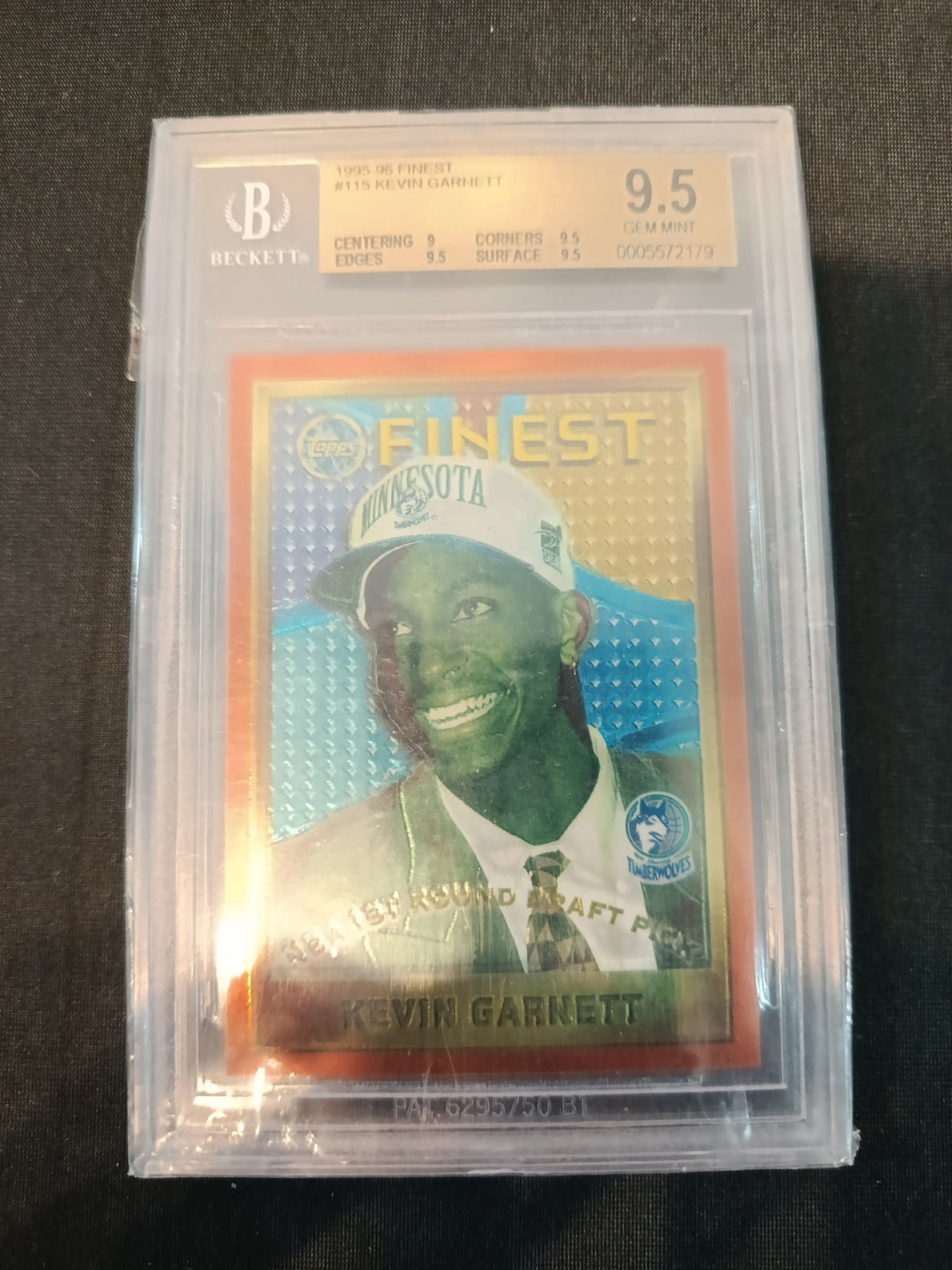 1995 Topps Finest Kevin Garnett #115 Beckett 9.5