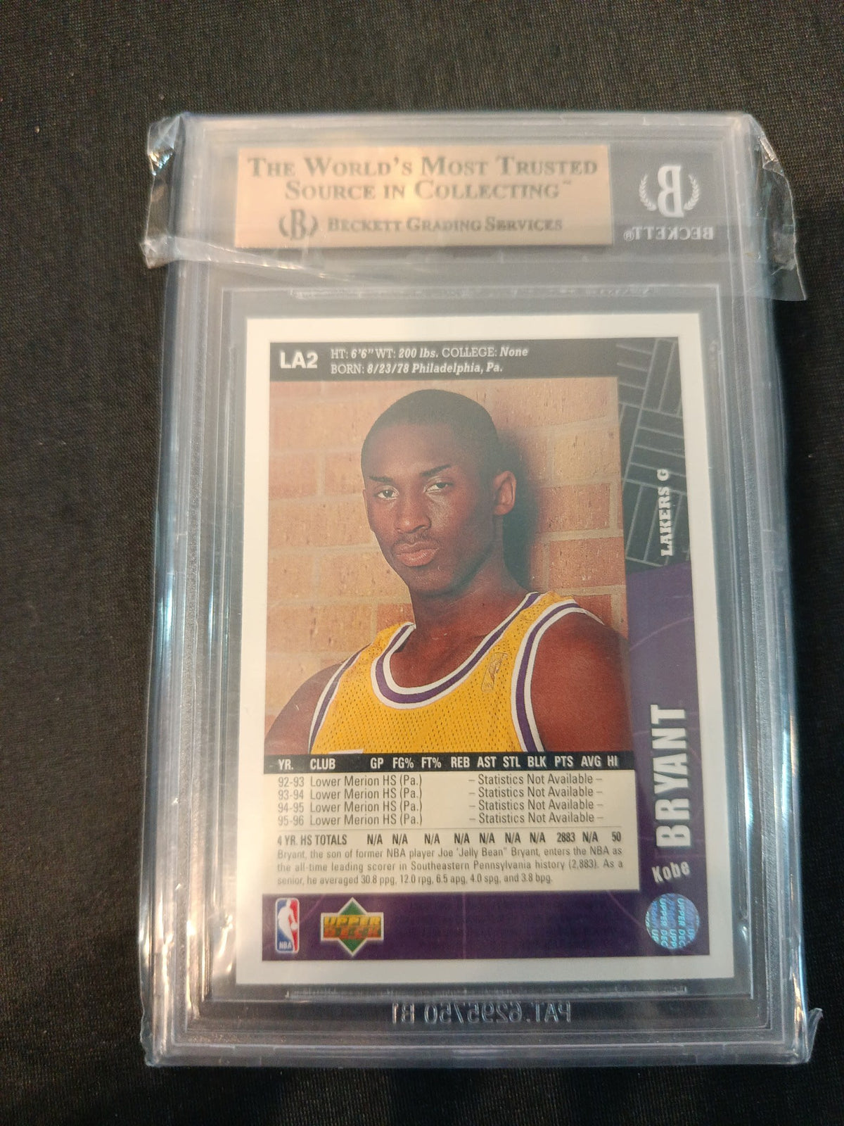 1996-97 Upper Deck Collector's Choice Lakers Team Set Kobe Bryant #A1 Beckett 9.5 - view 2