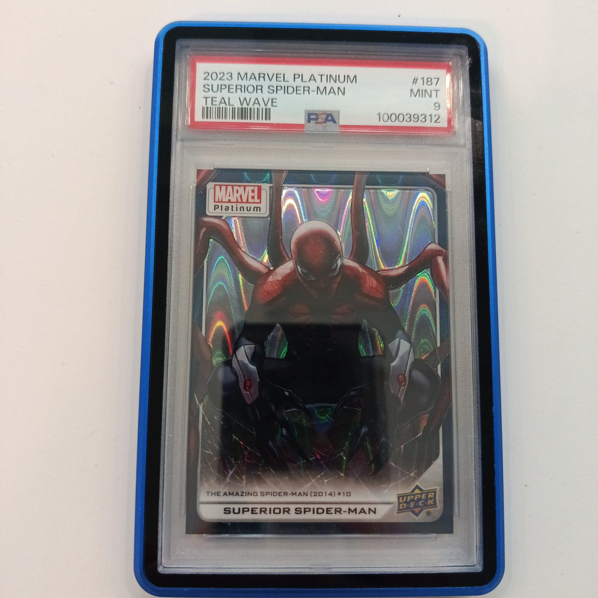 2023 Upper Deck Marvel Platinum Teal Wave Superior Spider-Man Teal Wave #187 PSA MINT 9