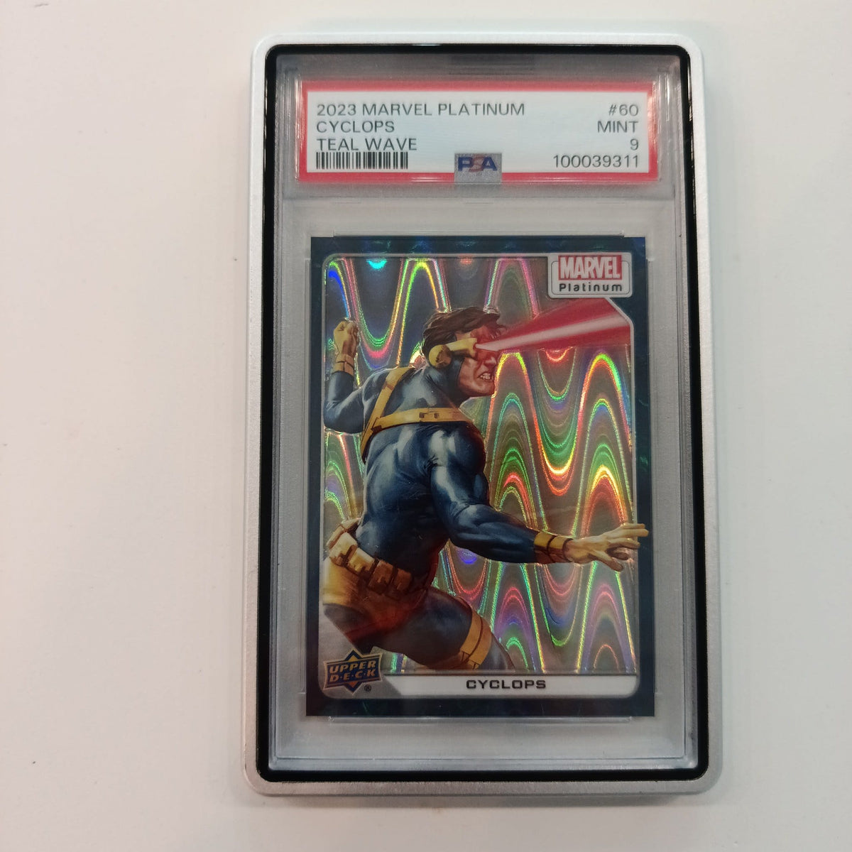 2023 Upper Deck Marvel Platinum Teal Wave Cyclops #60 PSA MINT