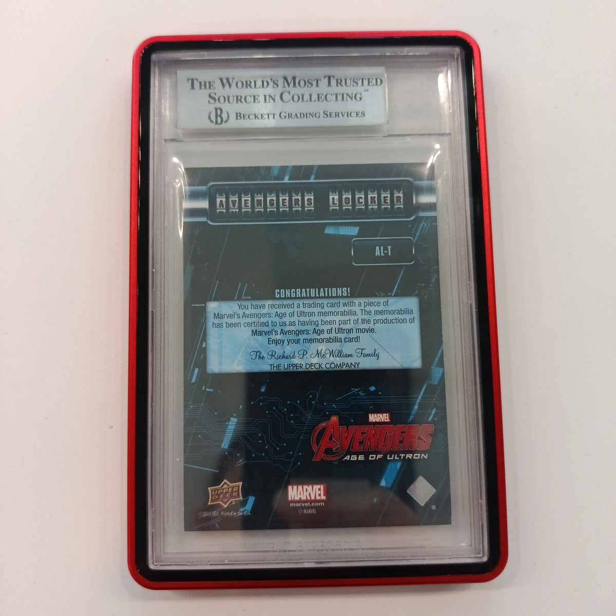 2015 Upper Deck 2015 Avengers Age of Ultron Avengers' Locker Thor #AL-1 Beckett Grading Se - view 2