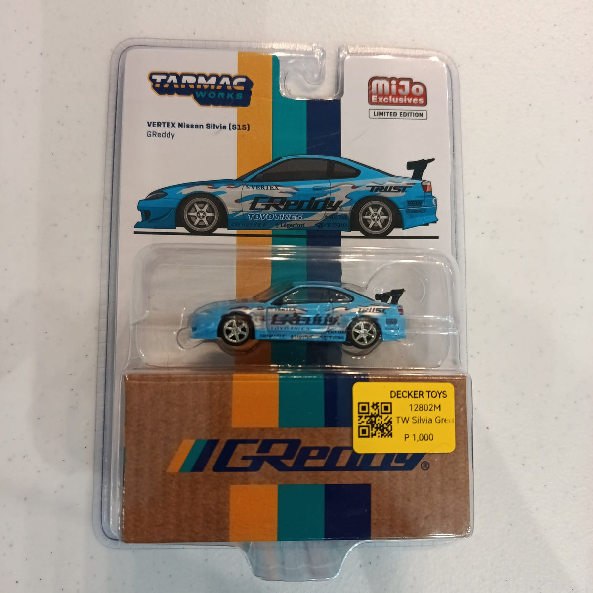 2023 Tarmac Works MiJo Exclusives VERTEX Nissan Silvia (S15) GReddy #T64G-023-GDY