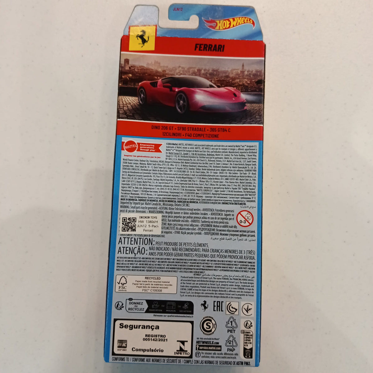 2026 Hot Wheels Ferrari 5-Pack Ferrari 5-Pack: Dino 206 GT, SF90 Stradale, 385 GTB4 C, 12C - view 2