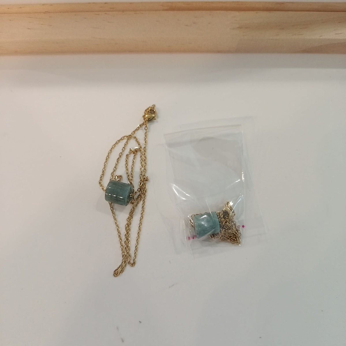 Generic / Unknown Jade Cylinder Pendant Necklace - view 2