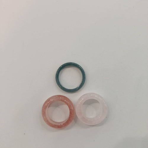 Nephelie Stone & Soul Stone Ring Collection Strawberry Quartz, Rose Quartz, Blue Water Jad