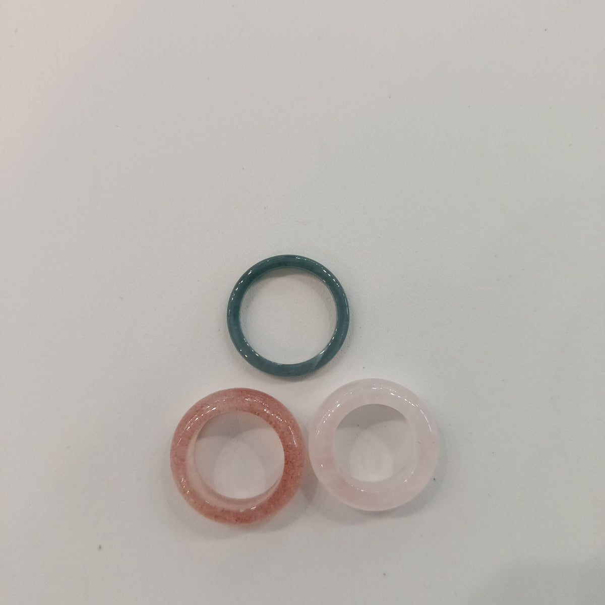 Nephelie Stone & Soul Stone Ring Collection Strawberry Quartz, Rose Quartz, Blue Water Jad