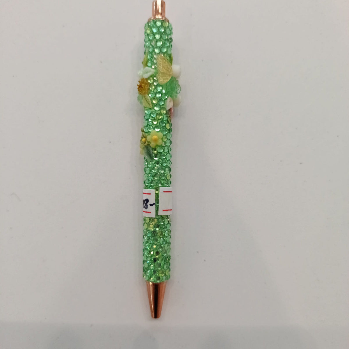 Handmade / Decoden Decorative Crystal Pen Green Floral Rhinestone Pen - view 2