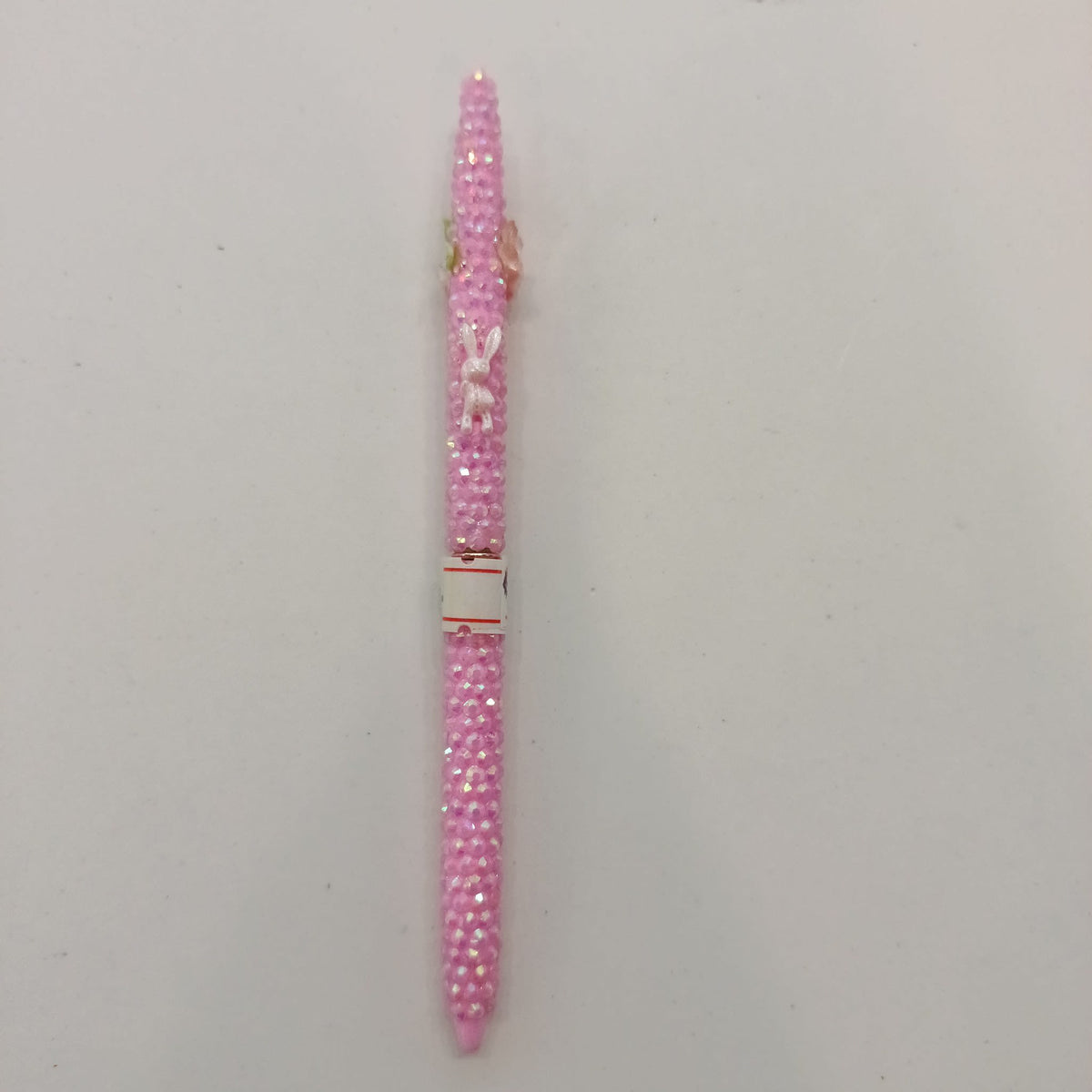 Novelty Stationery Pink Rhinestone Beaded Pen with Rose and Bunny Charms - view 2
