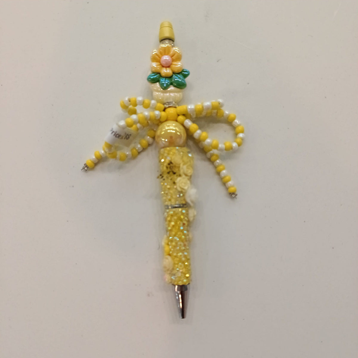 Yellow Floral Beaded Decorative Pen (Accessory)