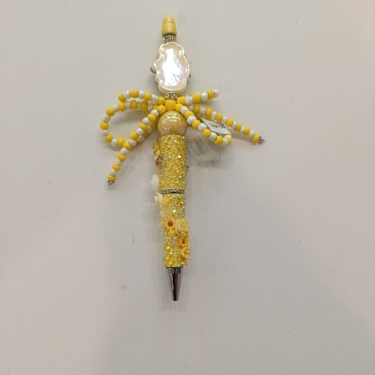 Yellow Floral Beaded Decorative Pen (Accessory) - view 2