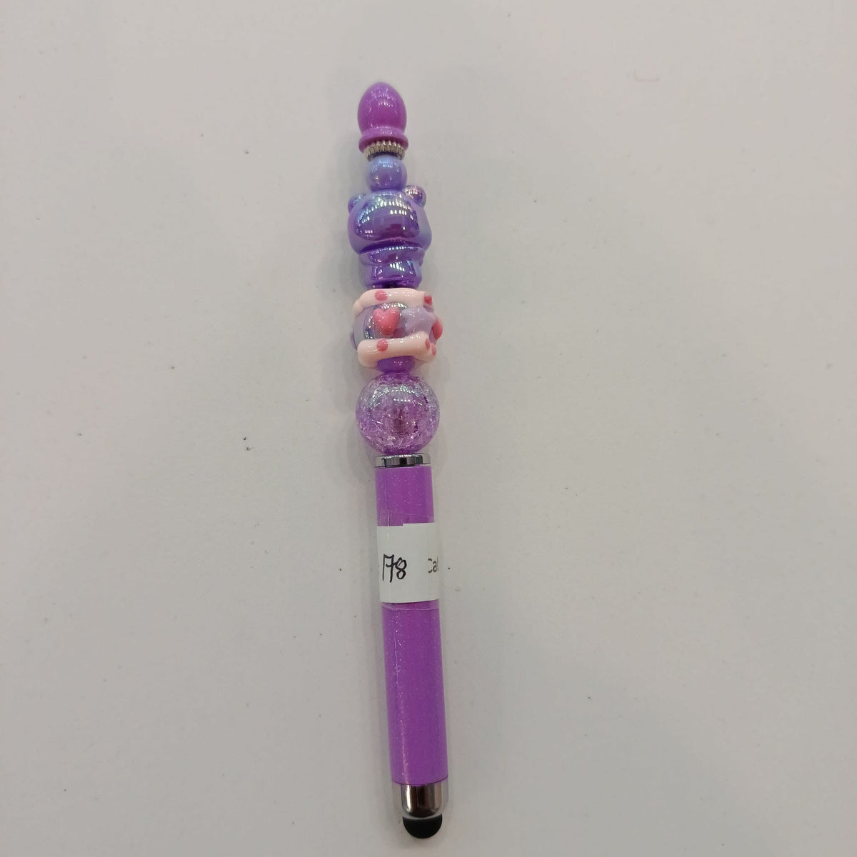 Beaded Stylus Pen Beaded Stylus Purple Bear Kawaii Stylus - view 2