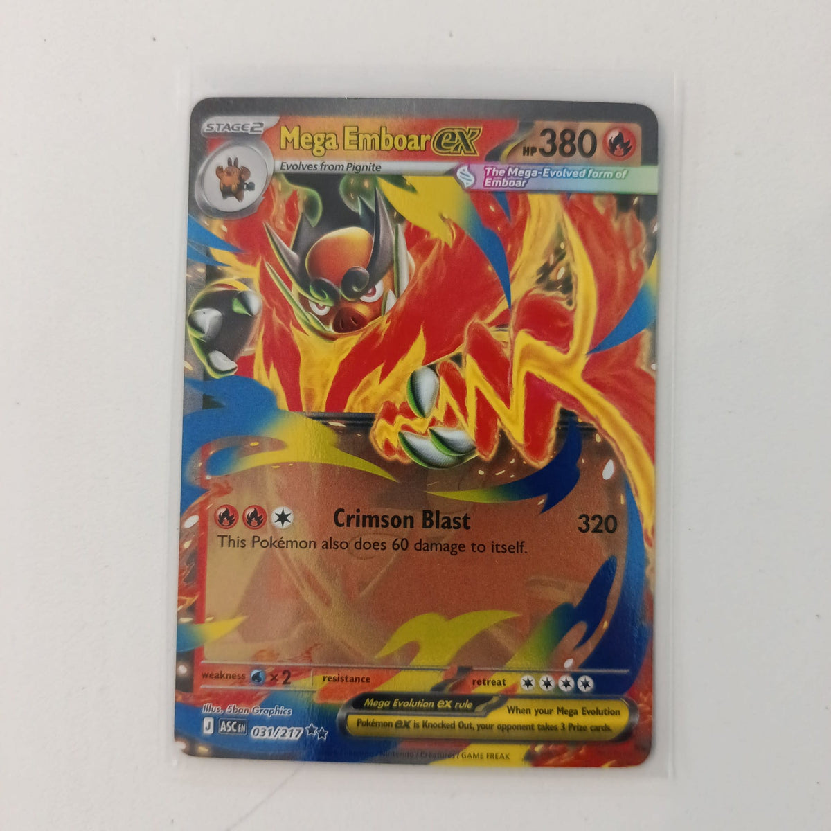 Pokemon Mega Emboar ex ASC (Ancient Roar / Temporal Forces era — set code ASCen) #031/217
