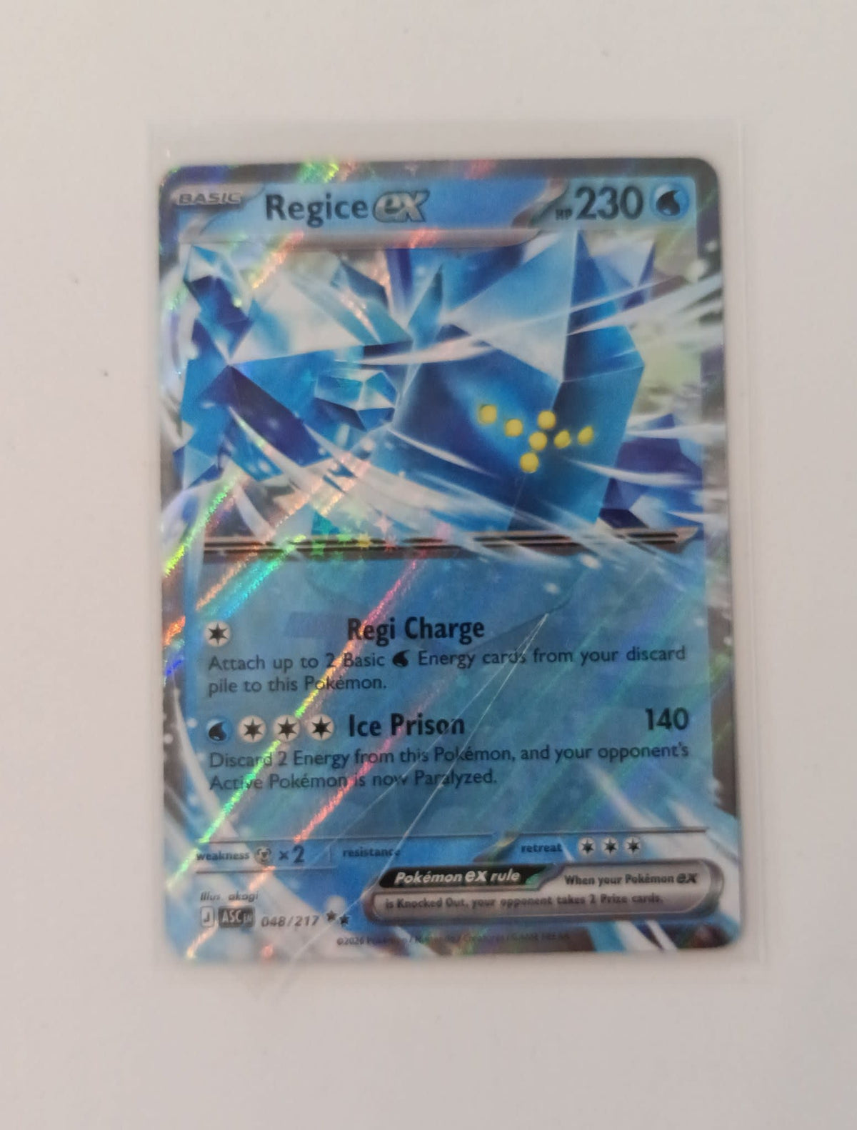 Pokemon Regice ex ASC (Ancient Roar / Scarlet & Violet — Stellar Crown region; set code AS