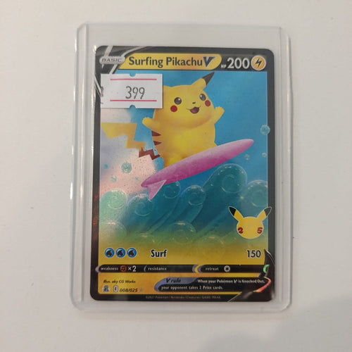 Pokemon Surfing Pikachu V Celebrations (SWSH076 / 025th Anniversary Collection) #008/025 2