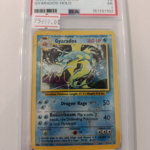 1999 The Pokemon Company Base Set Gyarados Holo #6 PSA 1