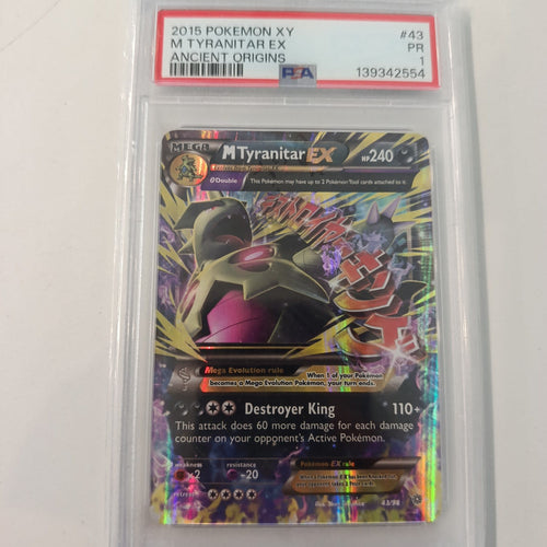 2015 Pokemon Company XY Ancient Origins M Tyranitar EX #43 PSA PR