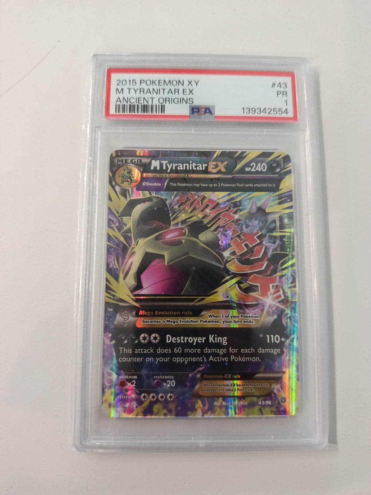 2015 Pokemon Company XY Ancient Origins M Tyranitar EX #43 PSA PR
