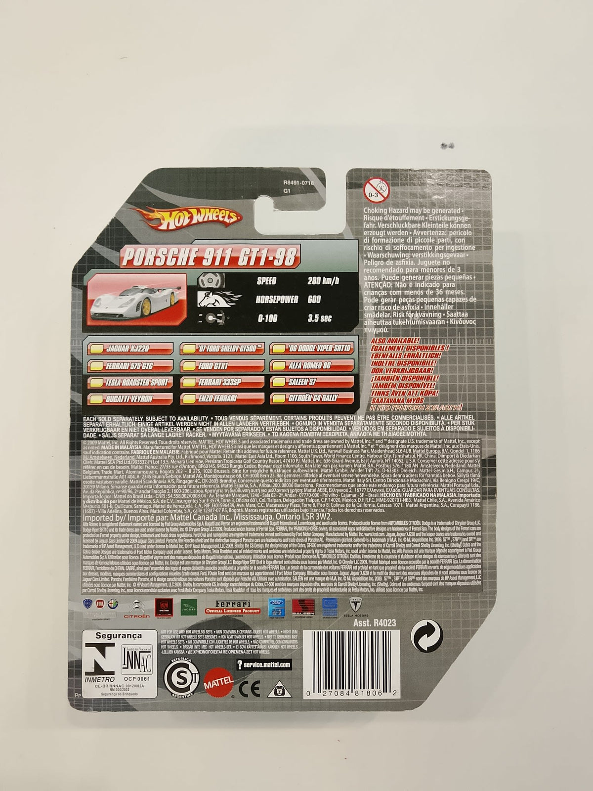 2009 Hot Wheels Speed Machines Porsche 911 GT1-98 - view 2