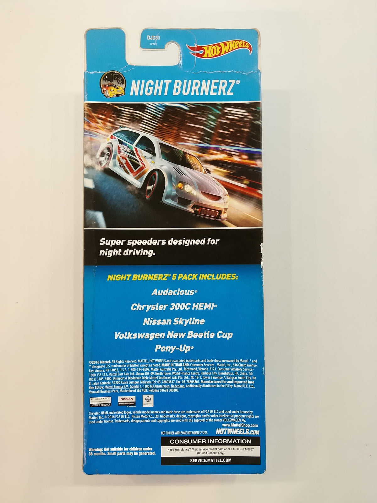 2016 Hot Wheels Night Burnerz Night Burnerz 5-Pack (Audacious, Chrysler 300C HEMI, Nissan - view 2