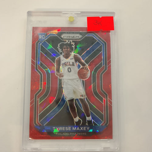 2020-21 Panini Prizm Tyrese Maxey Red Cracked Ice #256