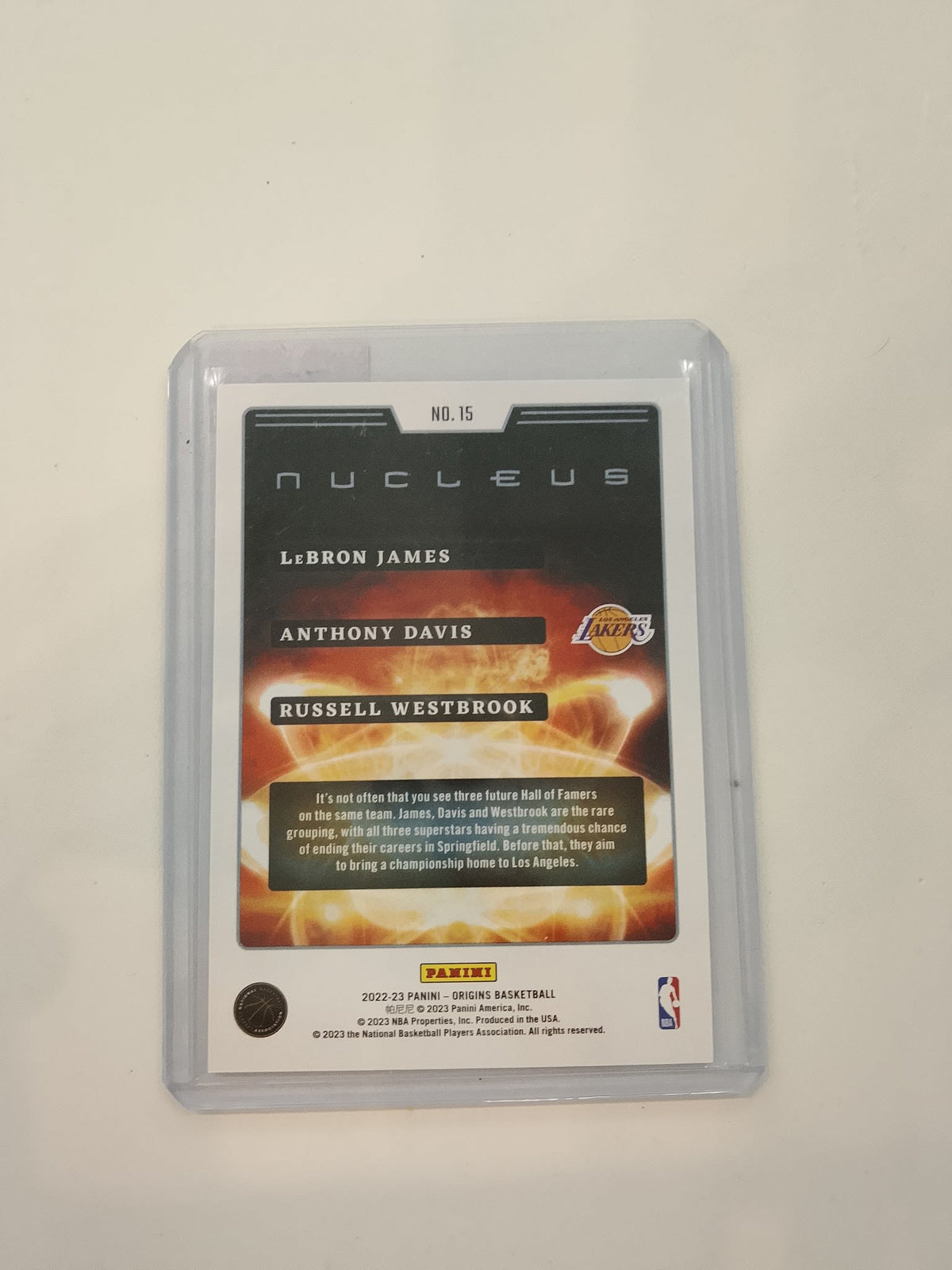 2022-23 Panini Origins Nucleus LeBron James / Anthony Davis / Russell Westbrook #15 - view 2
