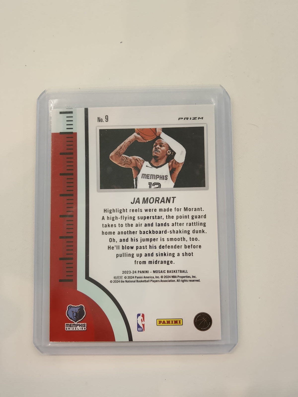 2023-24 Panini Mosaic Heat Check Ja Morant Reactive Red #9 - view 2