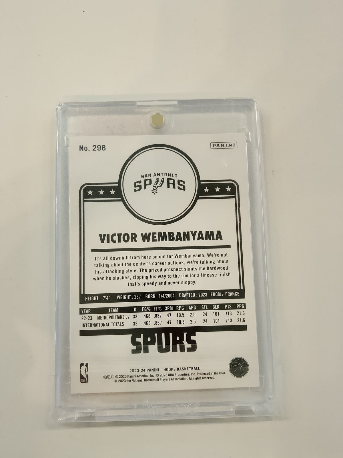 2023 Panini NBA Hoops Victor Wembanyama Purple #298 - view 2