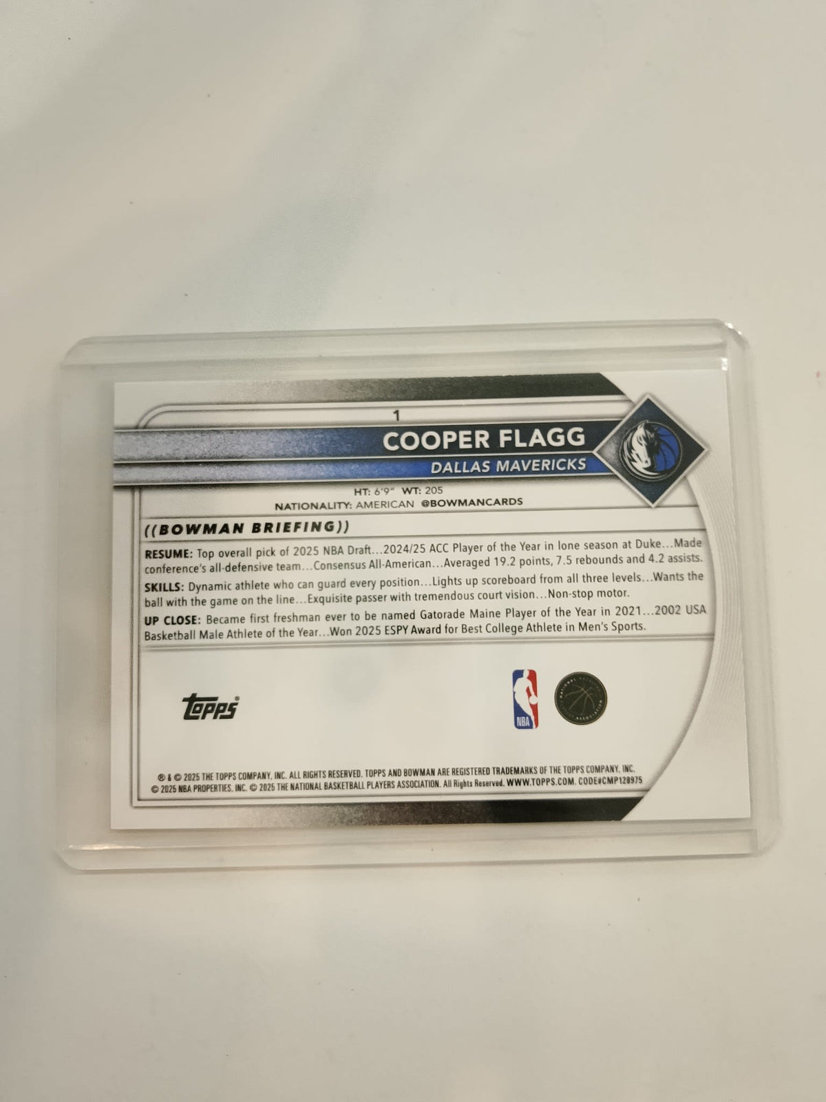 2025 Topps Bowman Rookies Cooper Flagg #1 - view 2