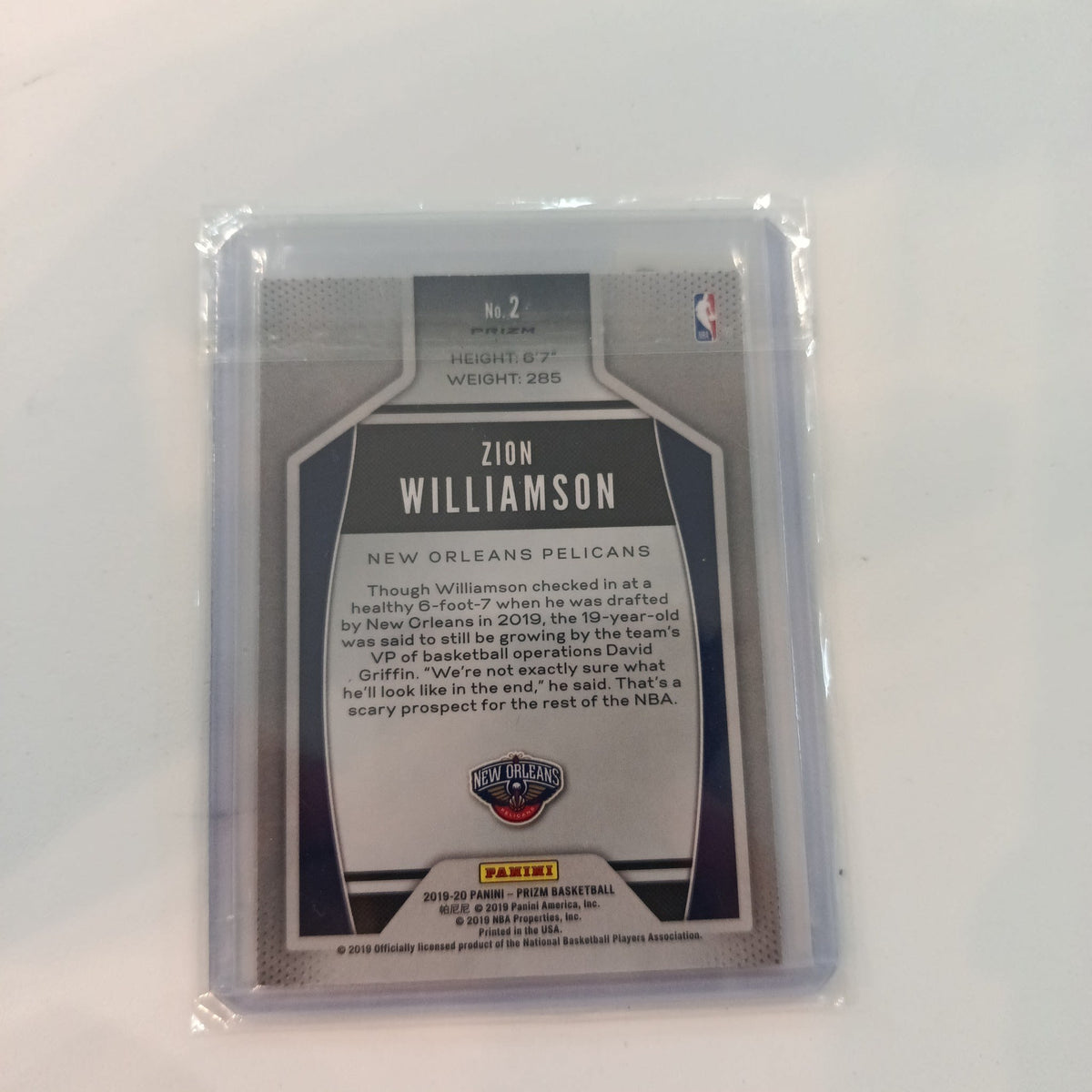 2019-20 Panini Prizm Instant Impact Zion Williamson #2 - view 2