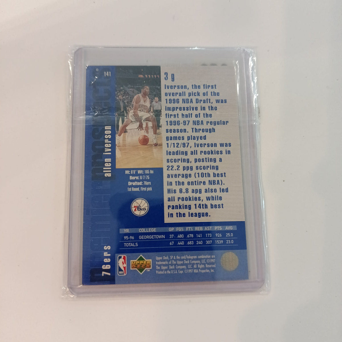 1997 Upper Deck SP Prospect Allen Iverson #141 - view 2