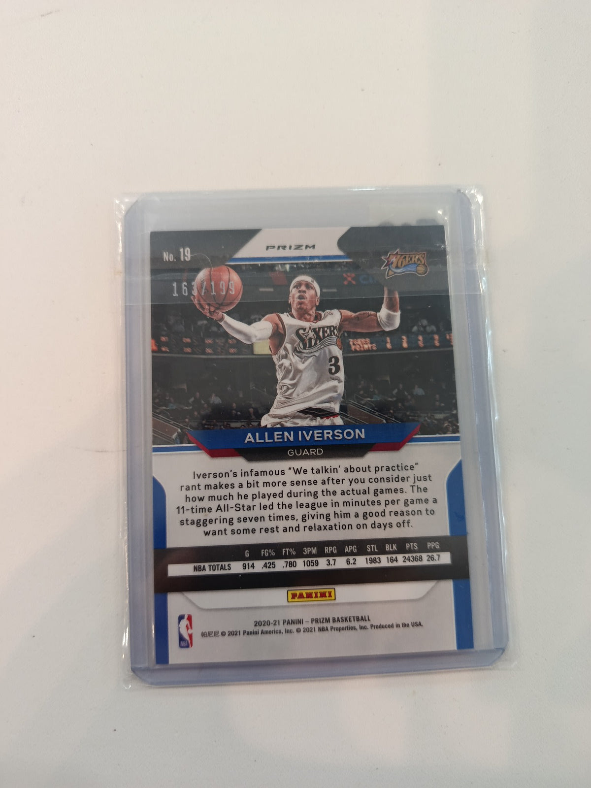 2020-21 Panini Prizm Allen Iverson Blue /199 #19 - view 2