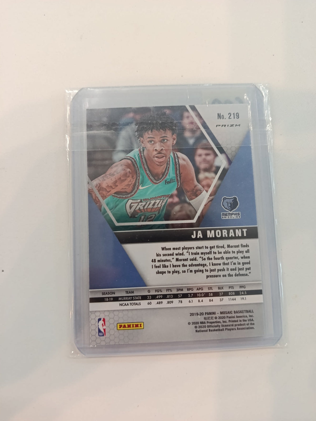 2019-20 Panini Mosaic Ja Morant Green Mosaic #219 - view 2