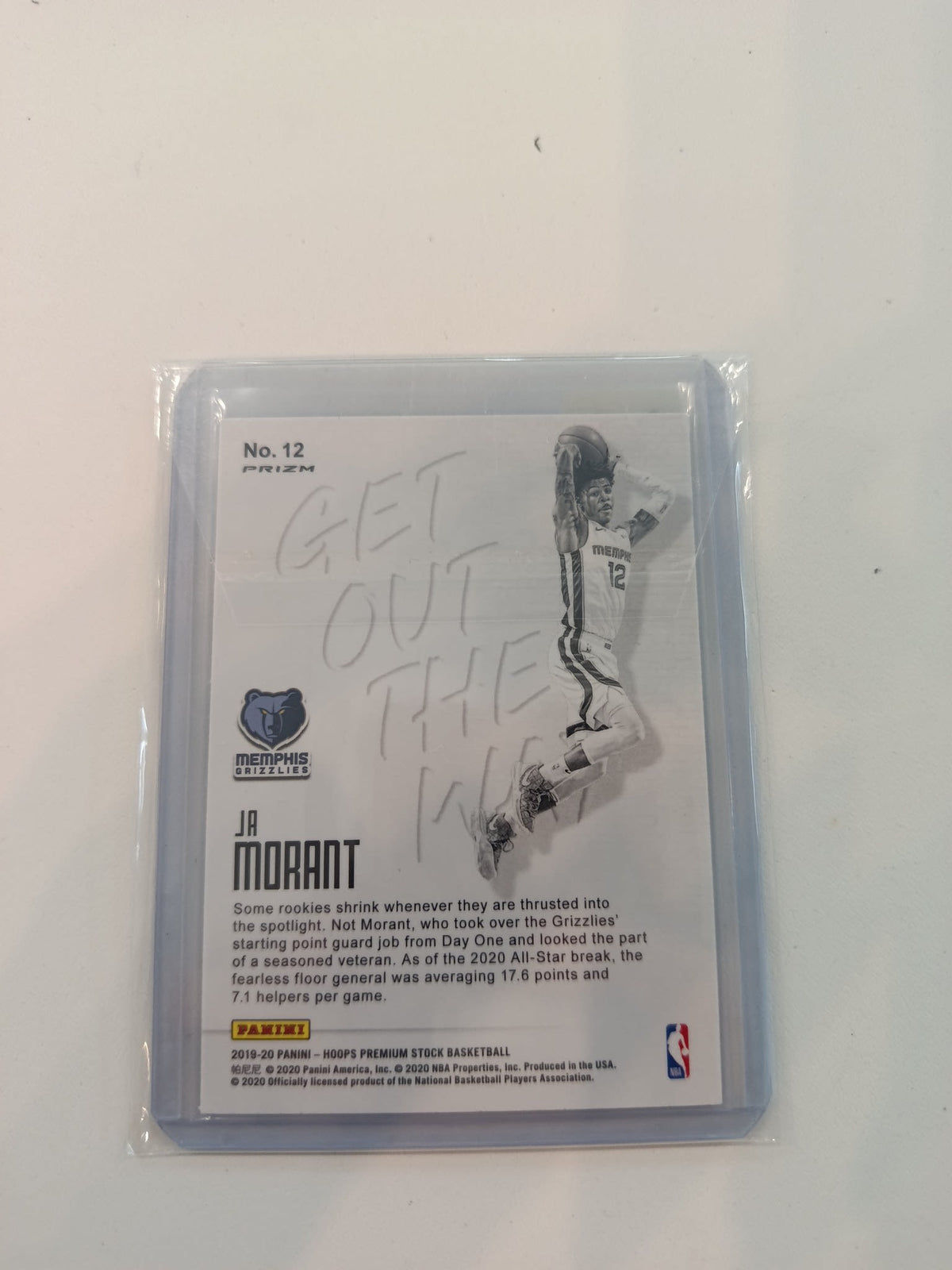 2019-20 Panini Hoops Premium Stock Get Out the Way Ja Morant Prizm #12 - view 2