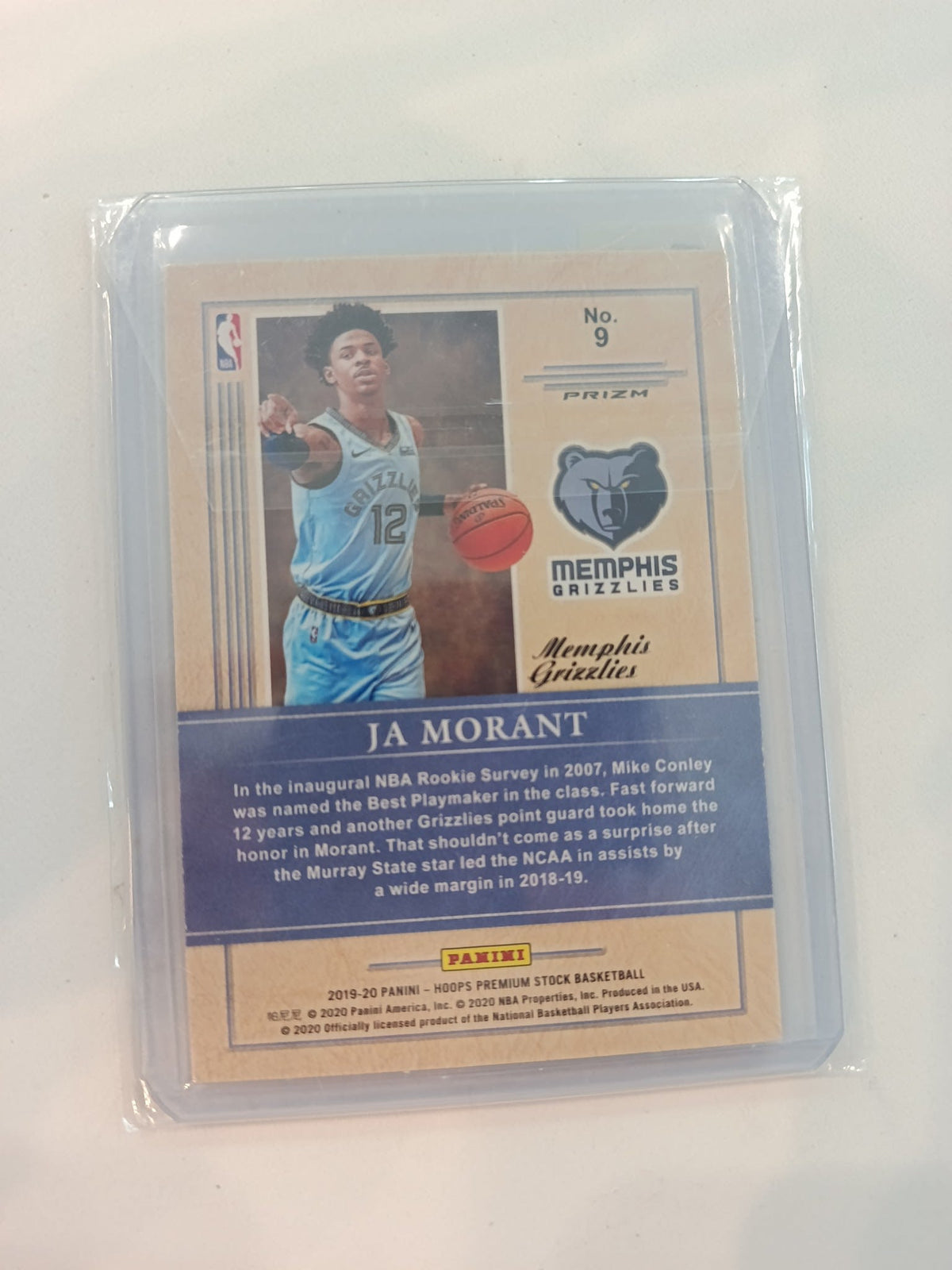 2019 Panini Hoops Premium Stock Class of 2019 Ja Morant Prizm #9 - view 2