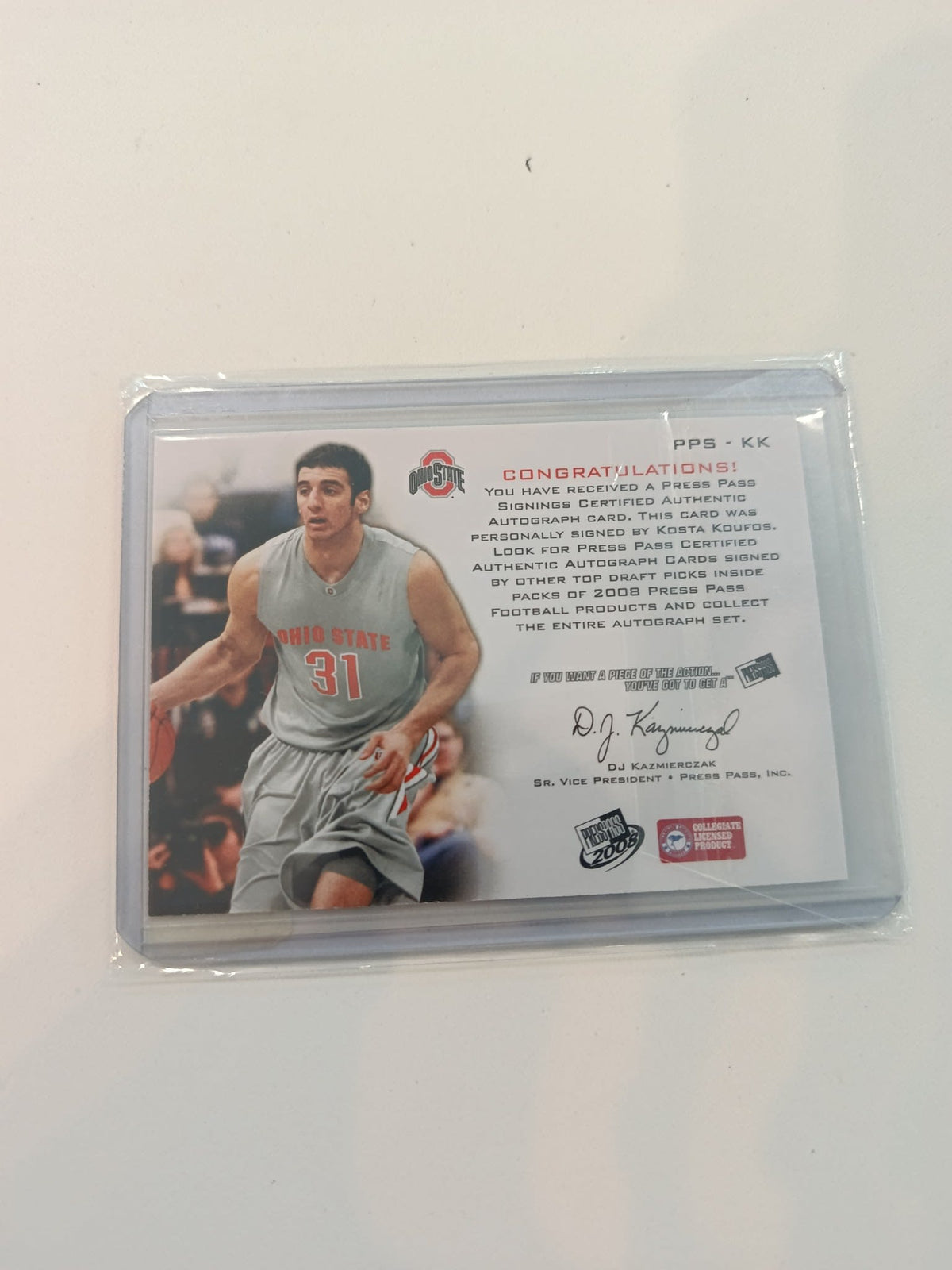 2008 Press Pass Signings Kosta Koufos #PPS-KK - view 2