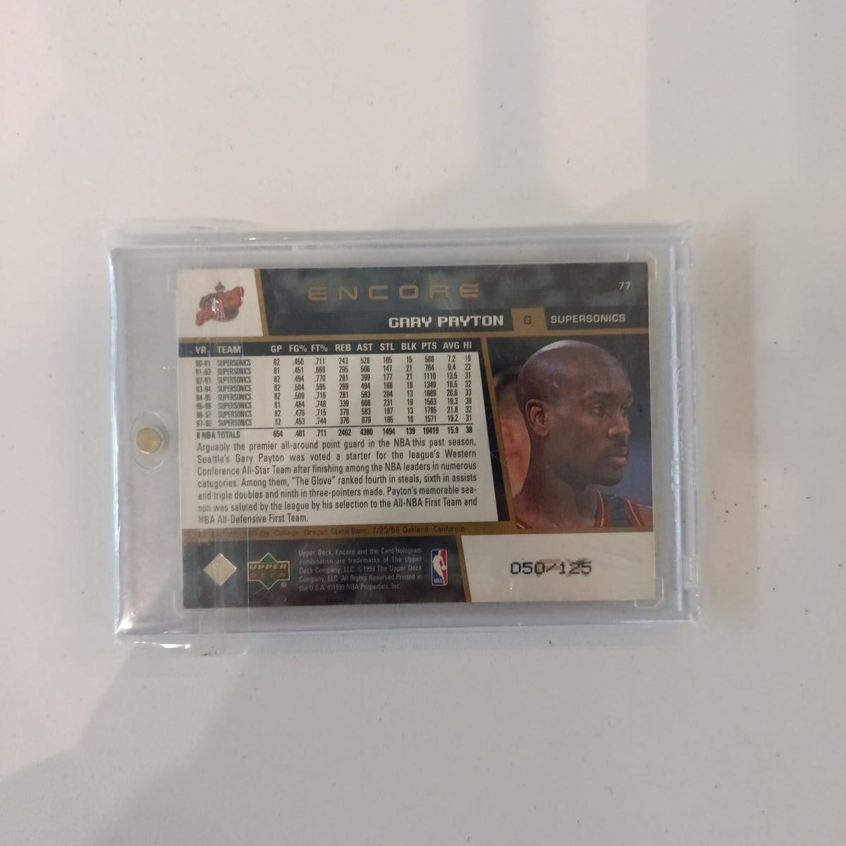 1998-99 Upper Deck Encore Gary Payton Gold #77 - view 2