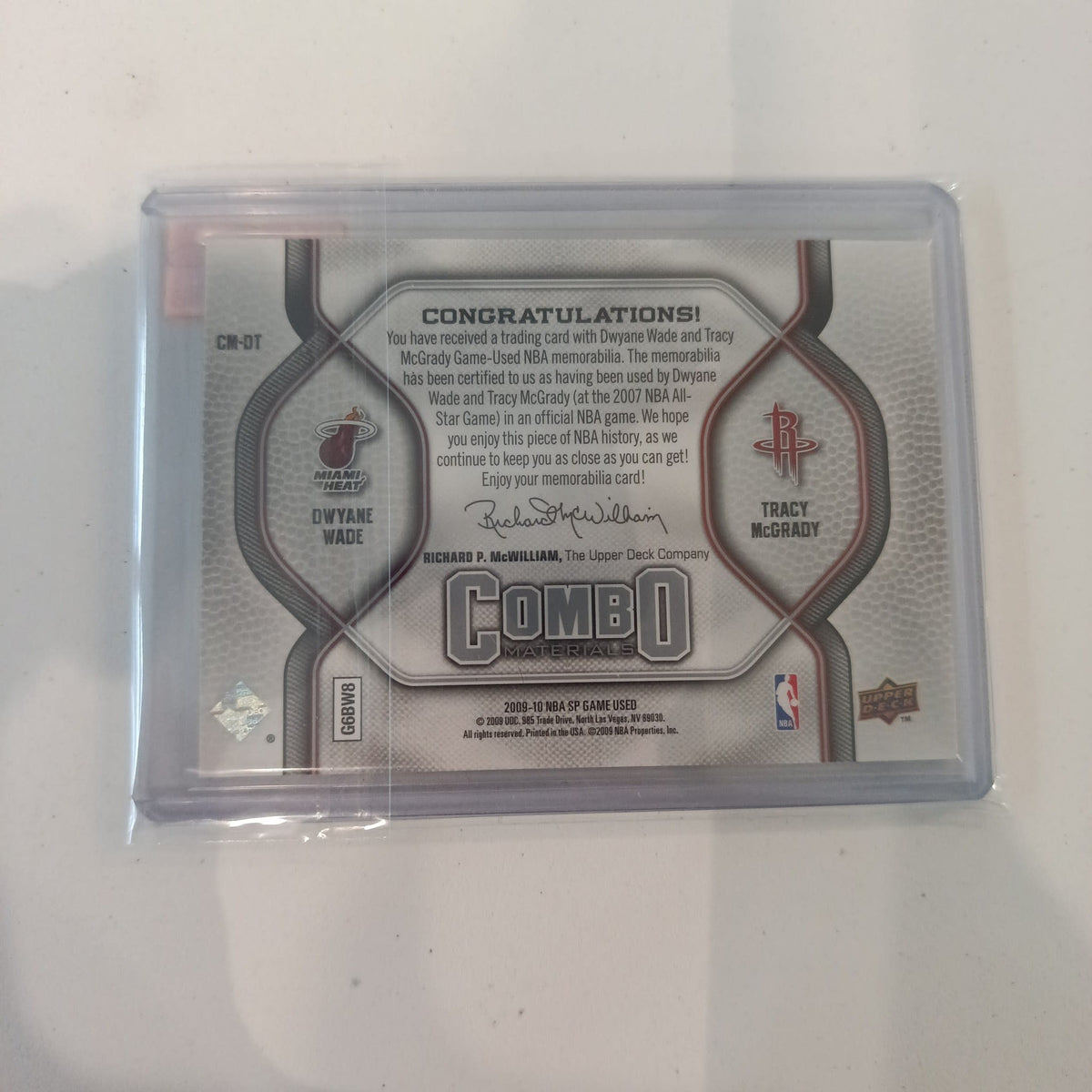 2009-10 Upper Deck SP Game Used Combo Materials Dwyane Wade / Tracy McGrady #CM-DT - view 2