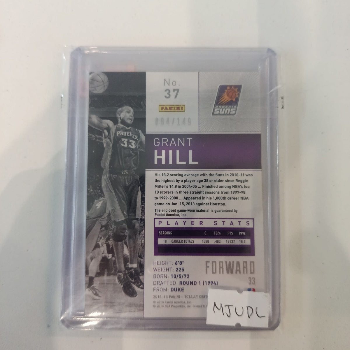 2014-15 Panini Totally Certified Grant Hill #37 - view 2