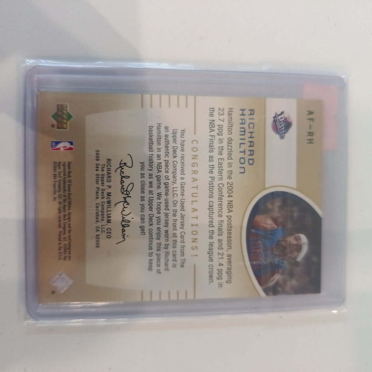 2004-05 Upper Deck SP Game Used Edition Authentic Fabrics Richard Hamilton #AF-RH - view 2