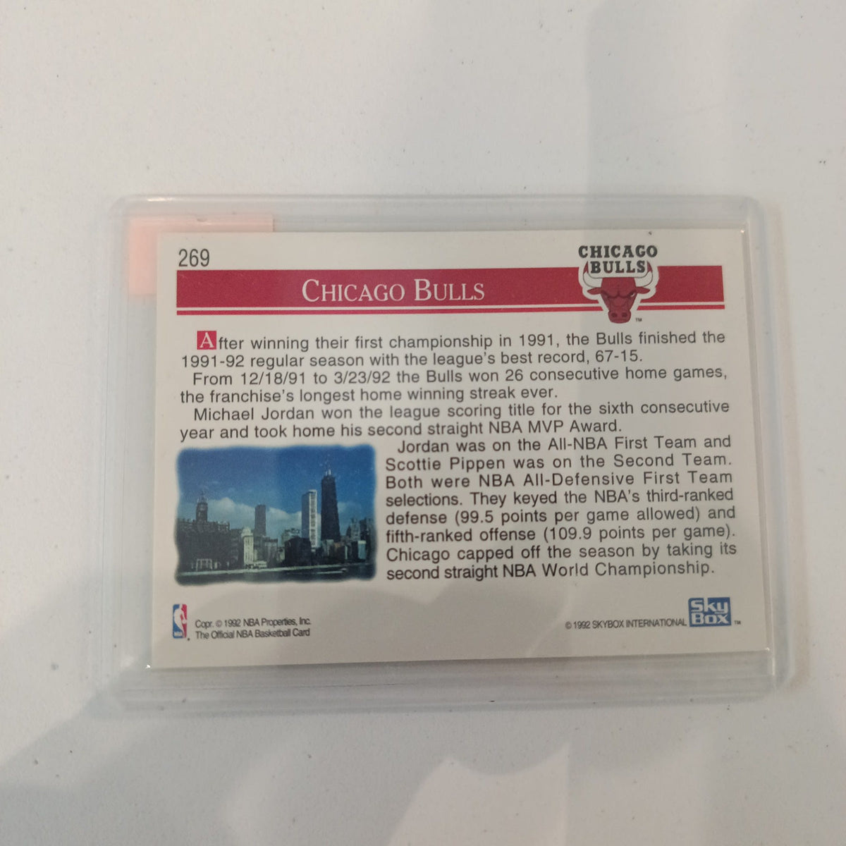 1992-93 SkyBox NBA Hoops Chicago Bulls #269 - view 2