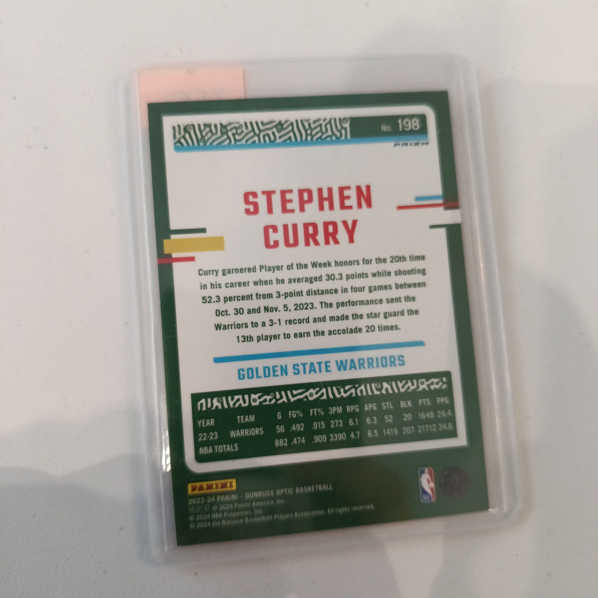 2023-24 Panini Donruss Optic Stephen Curry Hyper Pink #198 - view 2