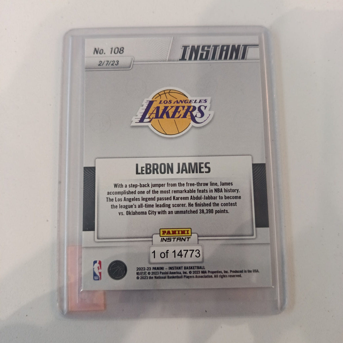2022-23 Panini Instant Instant LeBron James #108 - view 2