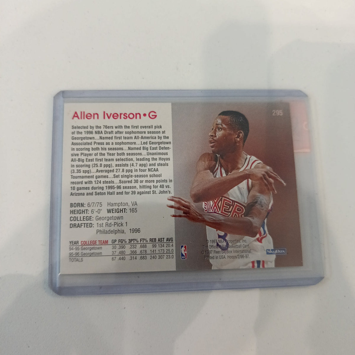 1996-97 Fleer/SkyBox NBA Hoops Allen Iverson #295 - view 2