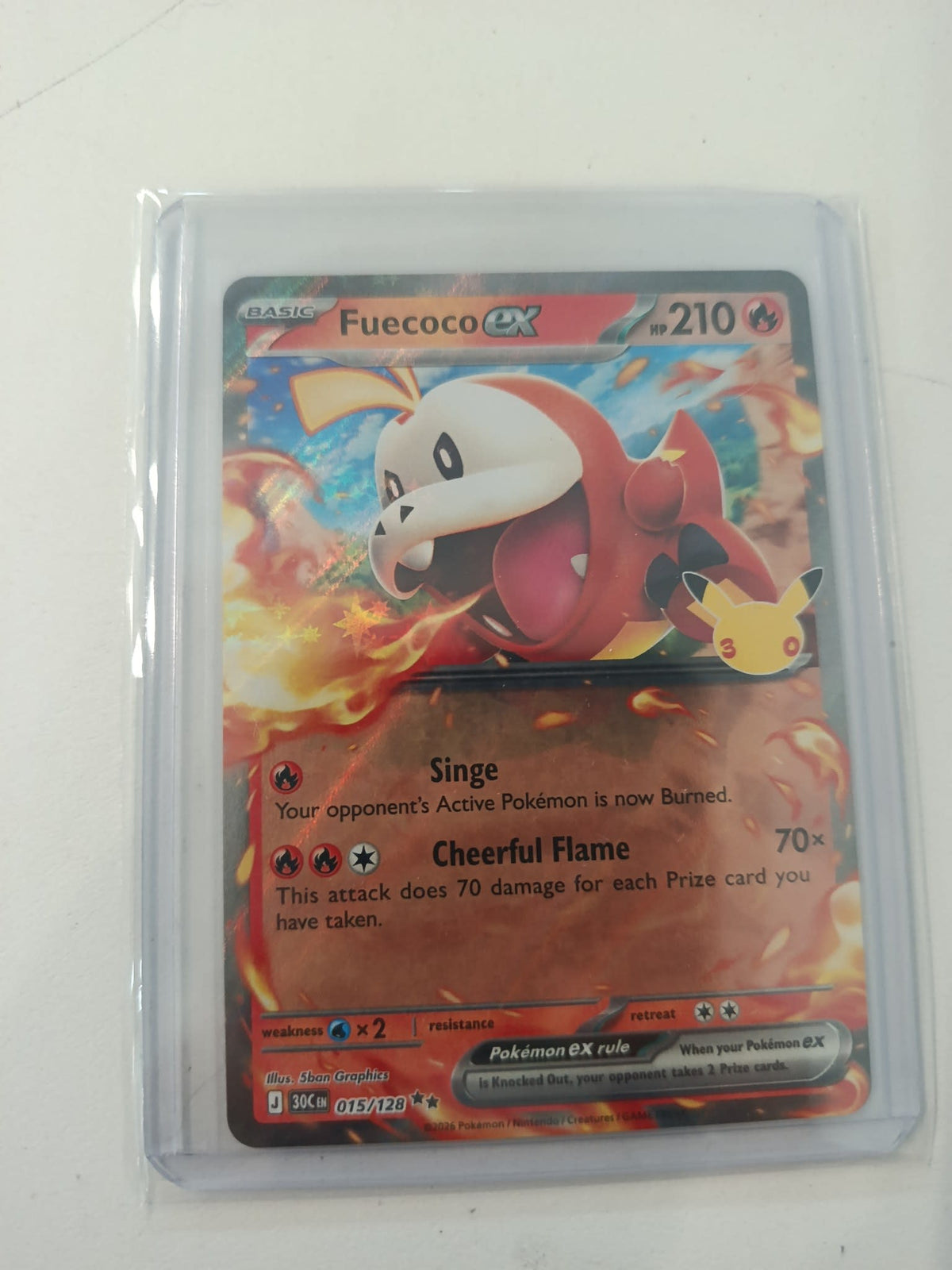 Pokemon Fuecoco ex 30th Anniversary Pikachu World (J 30Cen) #015/128 2025 (English) 015/12