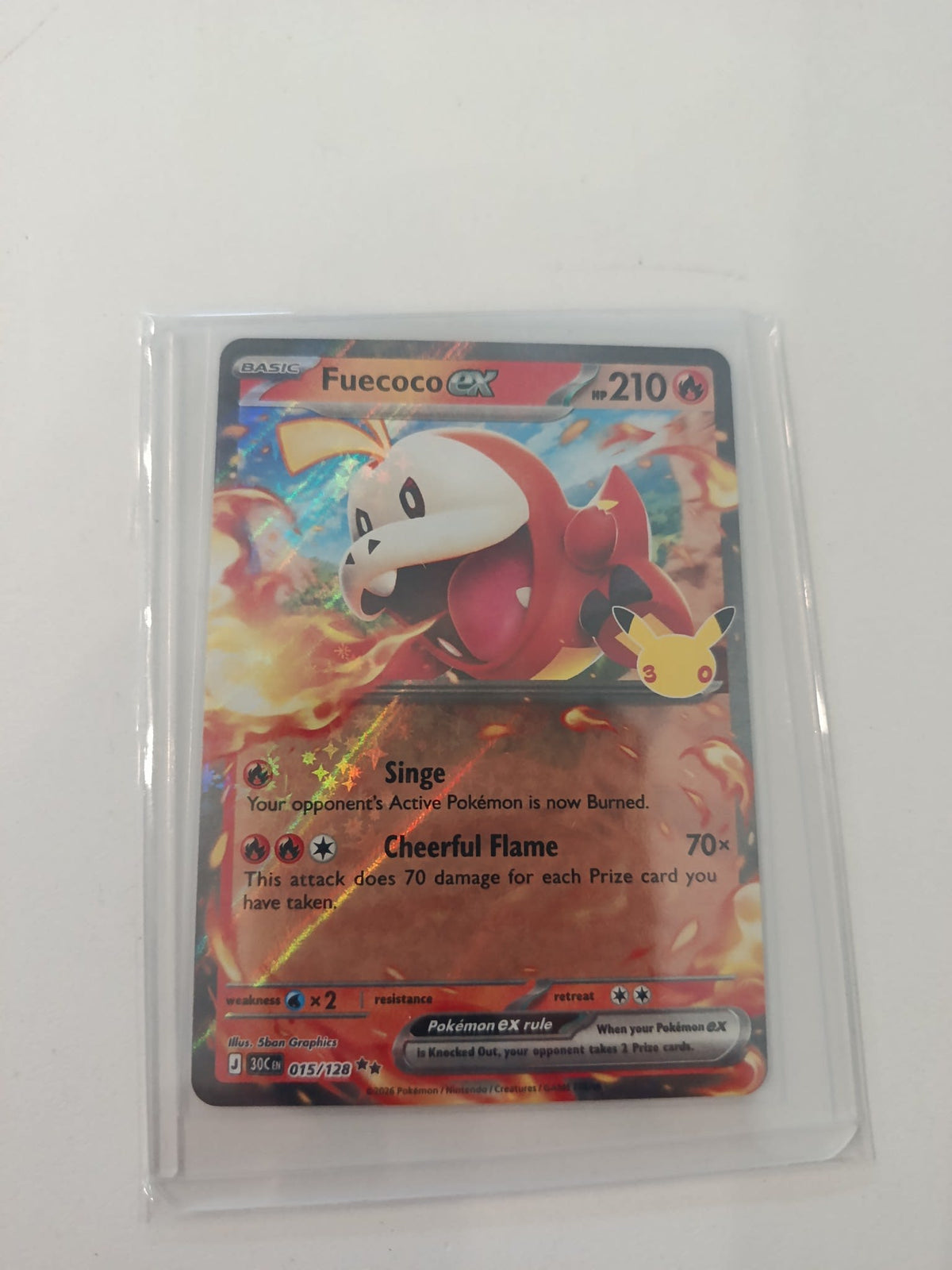 Pokemon Fuecoco ex 30C (Pokémon TCG Pocket 30th Anniversary) #015/128 2025 (English)
